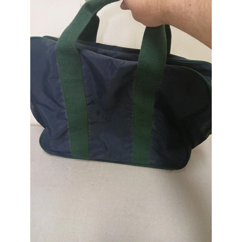 Lands' End Lighthouse Vintage Duffle Bag Blue/Green Weekender Made in USA